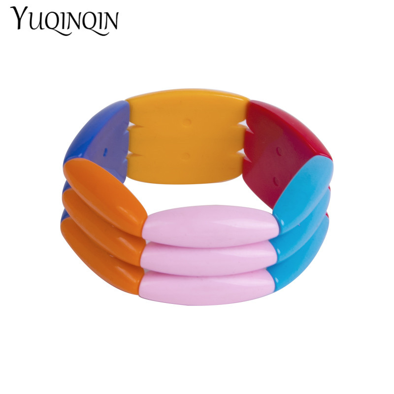 

Vintage Resin Cuff Wide Charm Bracelet Bangles Adjustable for Women Fashion Jewelry Stretch Colorful Acrylic Bracelets for Girls