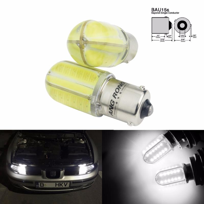 

ANGRONG 2x PY21W BAU15s Bulb 8W COB White LED Front Rear Indicator Brake Stop Side Light(CA318, As pic