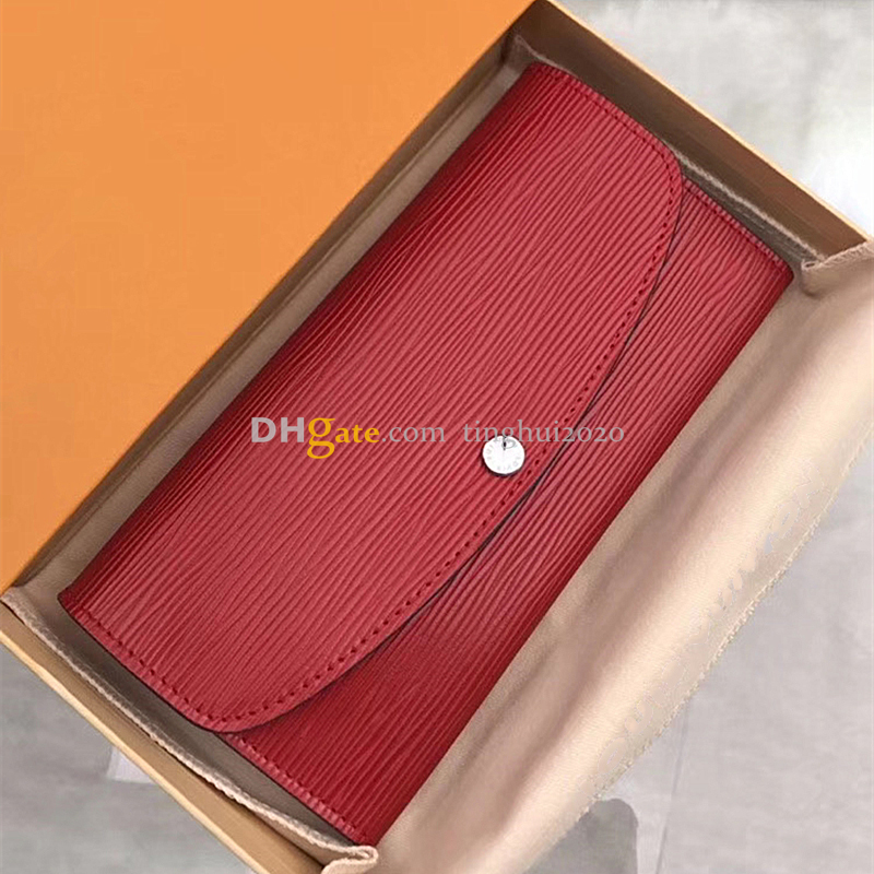 

Designer Women's Fashion/Casual Buckle Wallet M60852 High Quality Water Ripple Color Matching Wallet Box Packaging Inventory Free Shipping, Red;black