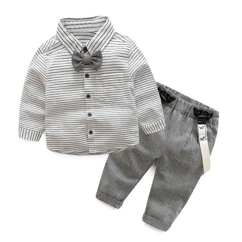 

Hot Toddler tie dress boy suit spring and autumn cotton children's jacket child clothing suit first birthday gift, Gray