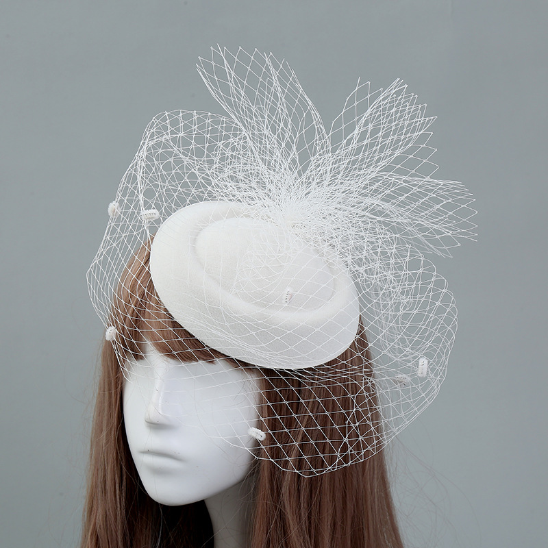 

Mingli Tengda Ball Dinner Top Hat Western Jockey Club Mesh Headdress Bridal Cap Hairpin Fascinator Fedora Ladies Hats Cloche, White