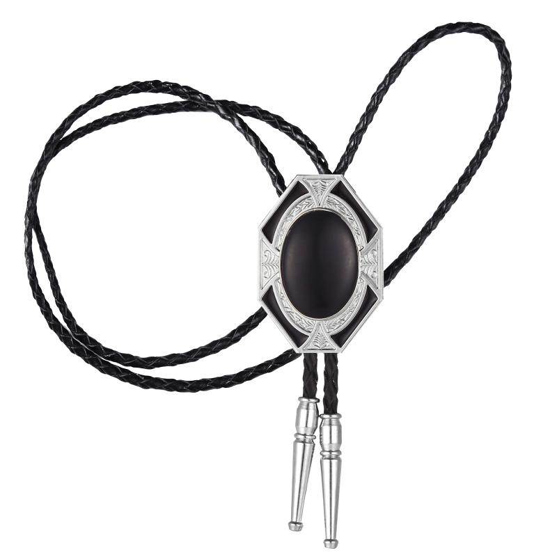 

Western cowboy bolo tie natural agate metal tie with a personalized suit and
