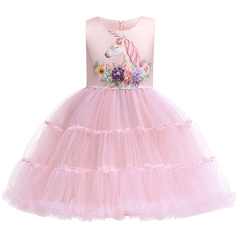 

Unicorn Summer Kids Dresses For Girls Sleeveless Helloween Party Dresses Children Costume For Toddler Girls Princess Dress, Pink