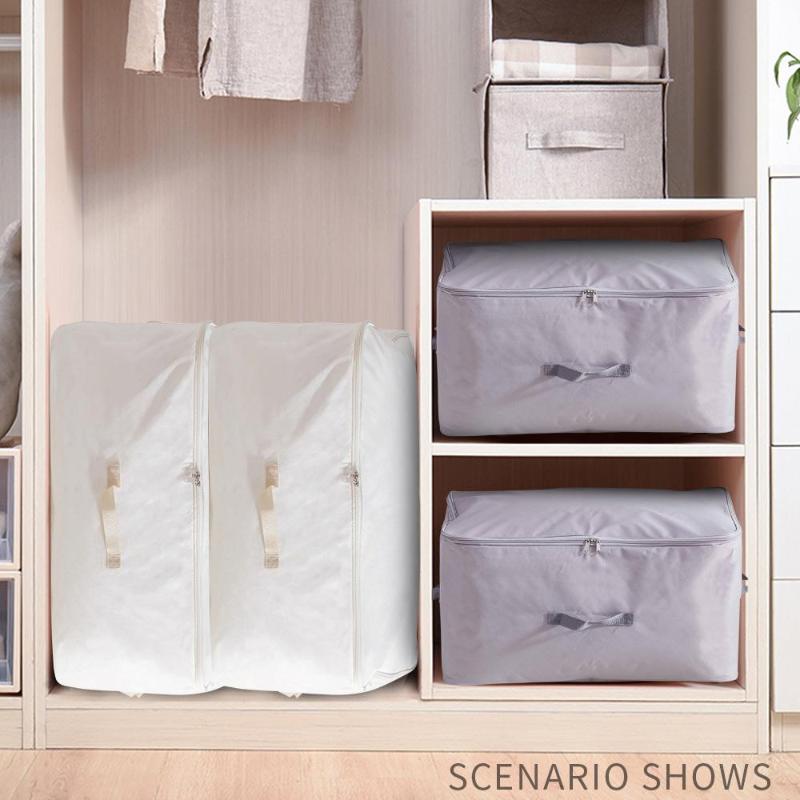 

Storage Box Gray Clothing Convenient Luggage Organizer Clothes Storage Bag Household Organizer Oxford Cloth Beige 82L