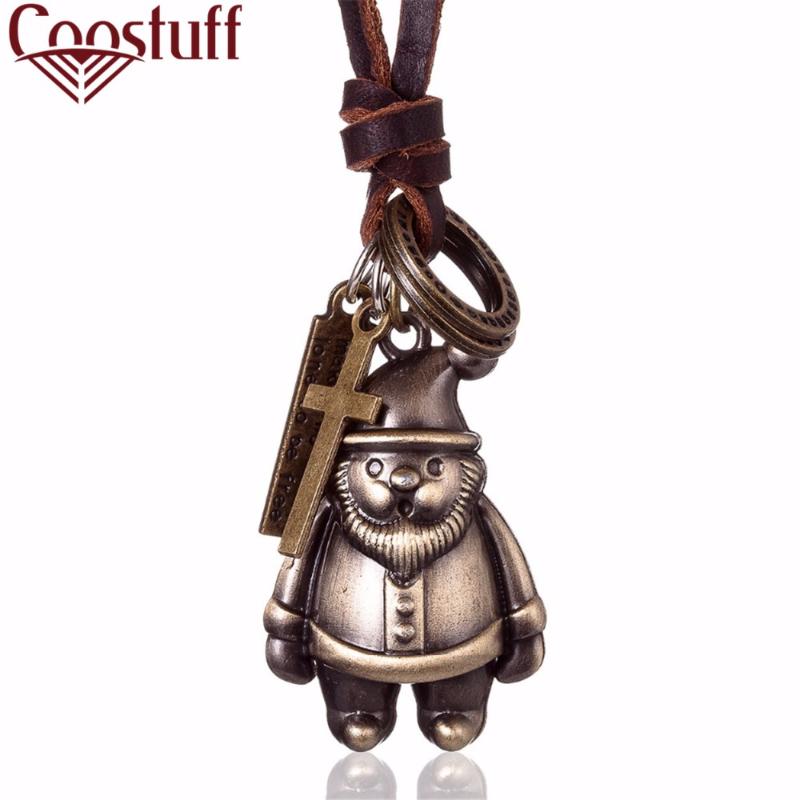 

Statement Necklace Jewelry for Women collier Genuine Leather Necklace Female Fashion Choker Santa Claus Men necklaces & pendants