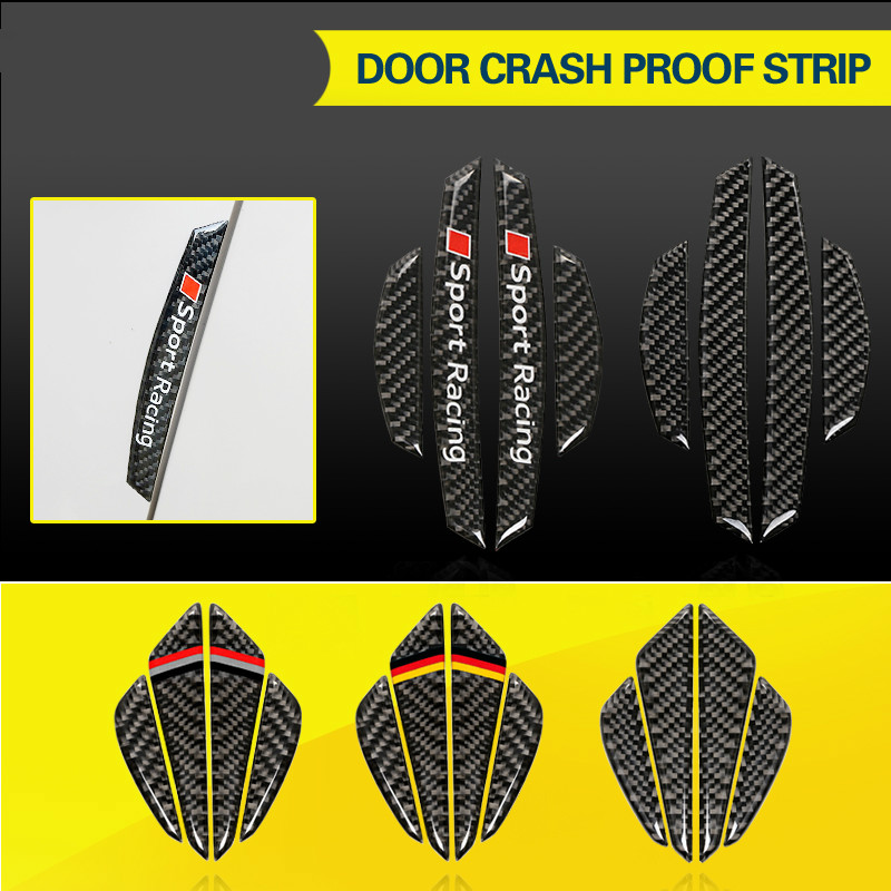 For Audi A4 A3 A5 Q5 Q7 Q3 A84PCS Car Door Protector Carbon Fiber Door Side Stickers Car Anti-collision Strips Sticker-image-585194861