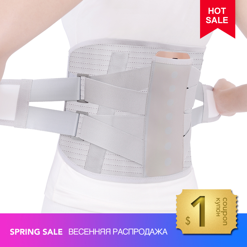 

Waist Support Lumbar Belt Disc Herniation Orthopedic Strain Pain Relief Back Spine Brace Men Elastic Fixed, Black