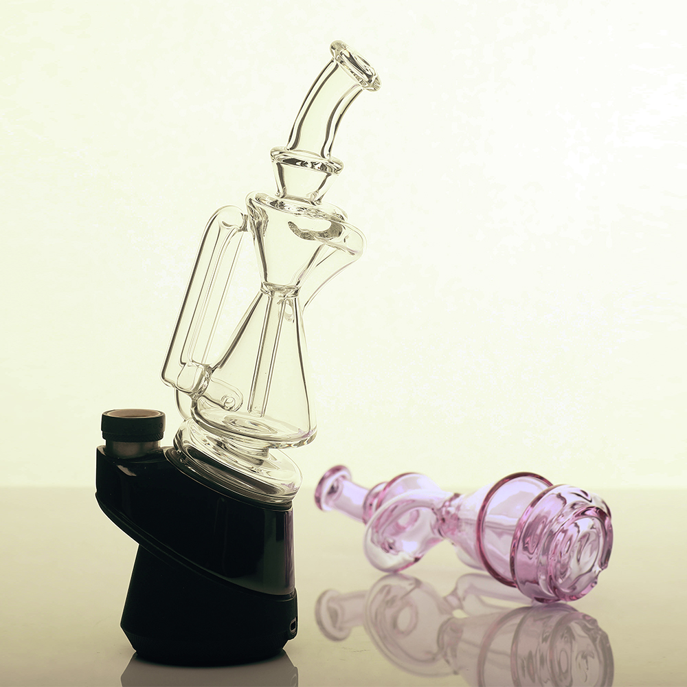 

The New Color Peak Glass Recycler With with Thick Clear and Purple glass for Smoking Doughnut bong the gret Peak