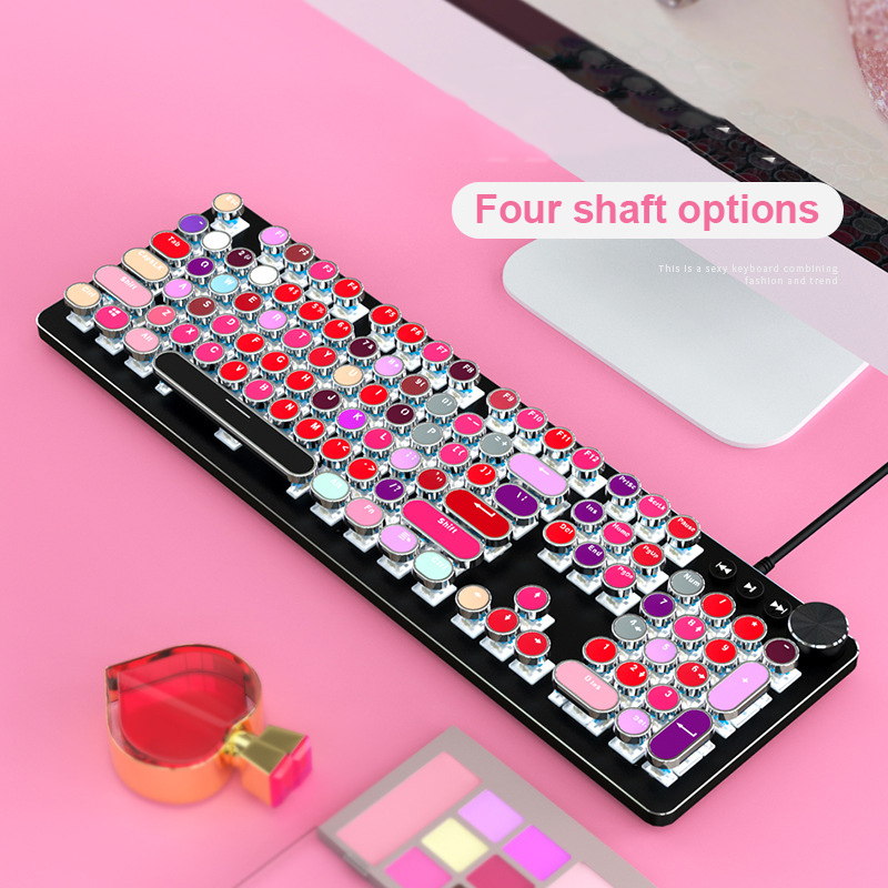 

Punk Mechanical Keyboard USB Wired Gaming Keyboard Mechanical For PC Gamer Laptop Computer Game Girl Pink Gamer
