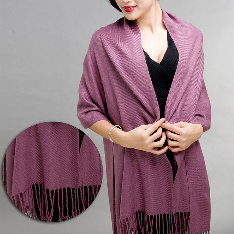 

180*70cm Women Luxury Winter Warm Solid Silk Cashmere Tassel Knit Long Shawl Wrap Scarf hijab headband