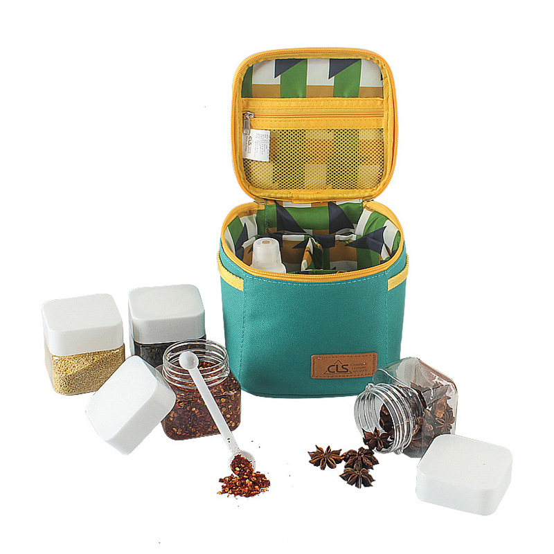 

8pcs/set Plastic Kitchen Condiment Container Spice Box Bottles Jars Lecythus Utensils Seasoning Storage Bag Travel Organization