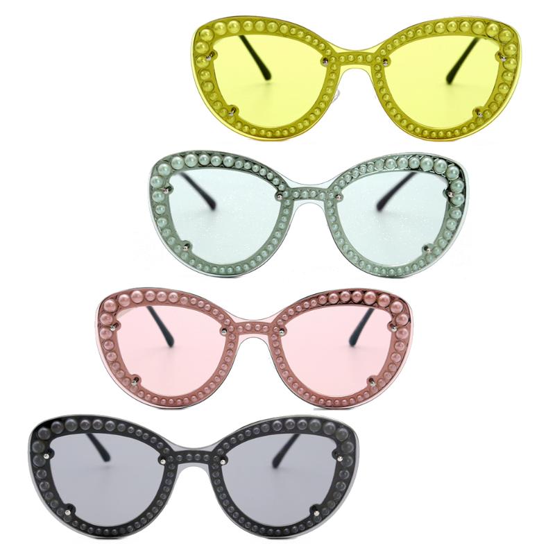 

Natuwe&Co Retro Pearl Cat Eye Sunglasses Fashion Party Glasses Goggle Frame New Design No Pink