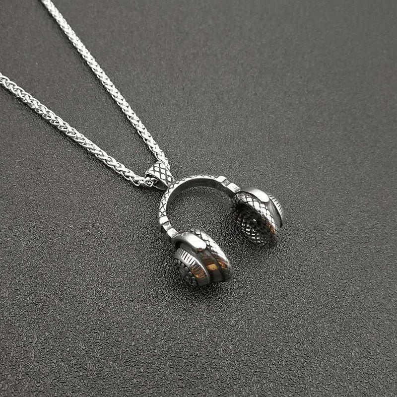 

Music DJ Headphone Pendant Necklaces 316L Stainless Steel Chain Men Women Hip Hop Jewelry Rock Headset Necklace Music gift