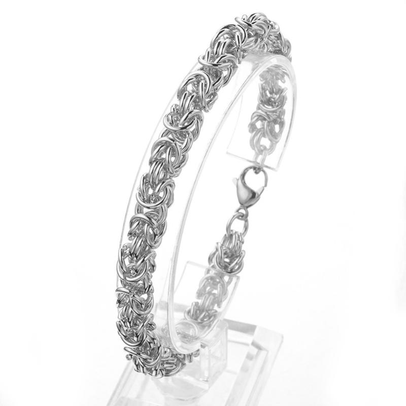 

7-11inch High Quality Stainless Steel Byzantine Chain Silver Color Punk Jewelry Fashion Mens Womens Bracelet Chains Bangle 10MM