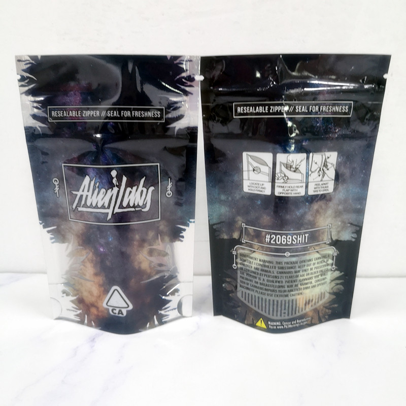 

New 3.5g Alien Labs Package Child Proof Bags Chuckles Packaging Bag for Vape Zipper Stand Up Pouches 420 Dry Herb Flowers