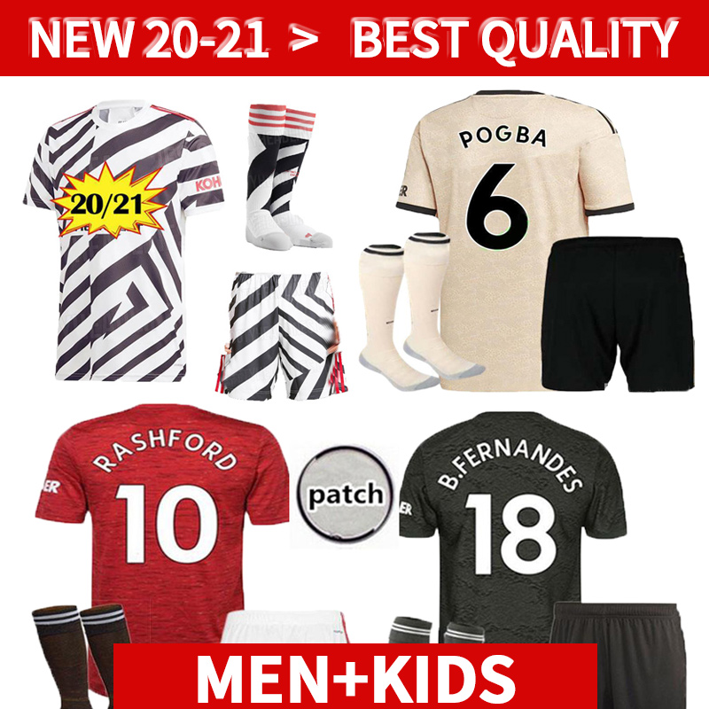 

football kits 20 21 manchester soccer jersey POGBA RASHFORD B.FERNANDES football shirts uniforms man, 2021-home