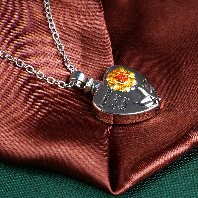 

Forever in my heart Locket Sunflower Heart Cremation Memorial Ashes Urn Necklace Jewelry Keepsake Pendant