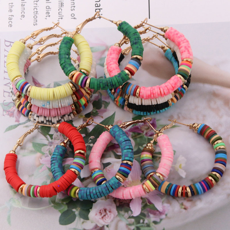 

Oorbellen For women hoop earrings colorful clay earrings woman statement fashion wedding Party jewellry 2020 New gifts