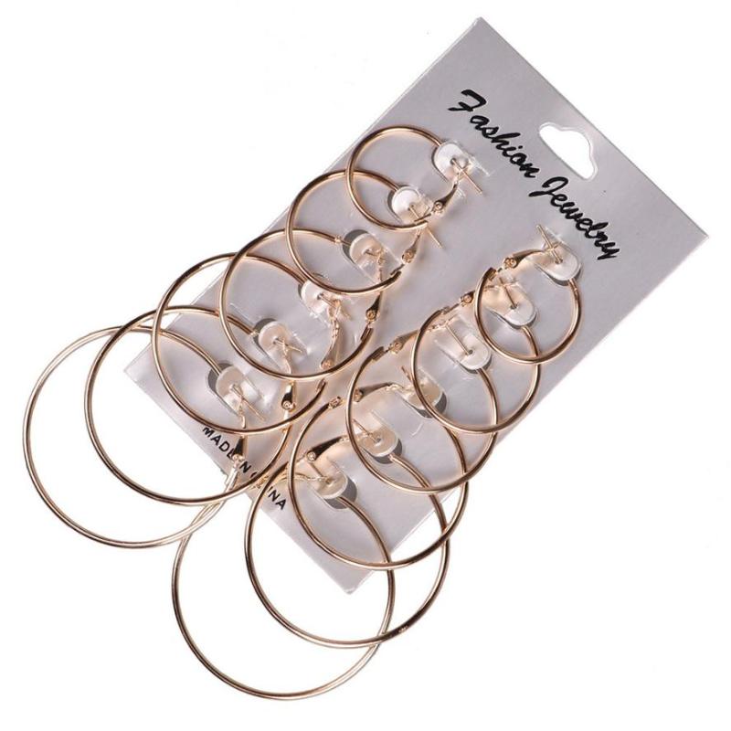 

12 Pairs/Set Oversized Big Circle Hoop Earrings Set For Women Simple Punk Brinco Round Earrings Party Jewelry Gift