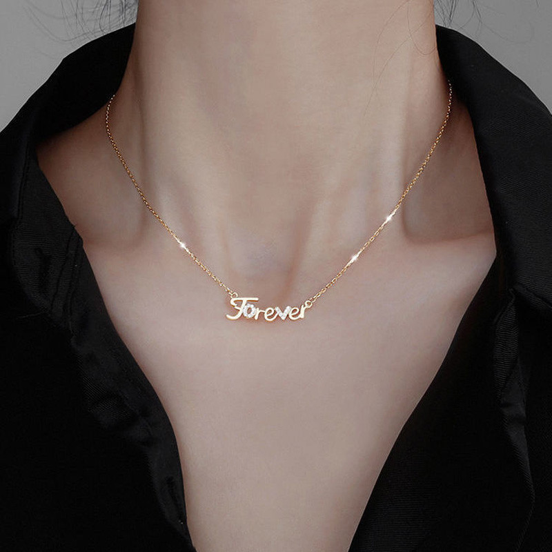 

English letter fashion new temperament Metal Necklace female clavicle chain design feeling Necklace colorless cool wind