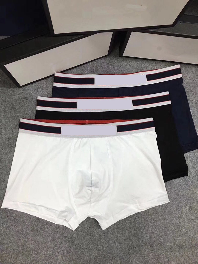 

2020 Mens Designer Boxers Brands Underpants Sexy Classic Mens Boxer Casual Shorts Underwear Breathable Cotton Underwears 3pcs With Box, Black;white
