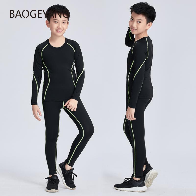 

2020 new Boys Long Sleeves Compression Base Layer T-Shirt Sport Shirts Running Quick-drying Breathable Children's sports suit, Mj-860-green