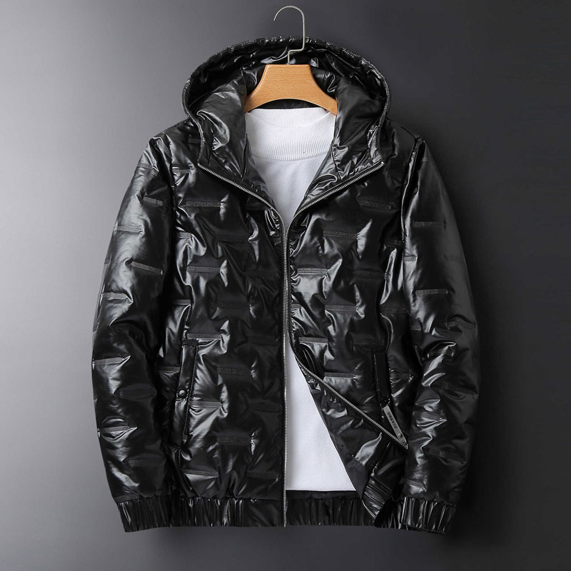 

New Mens Winter Jacket Coat Fashion Solid Color Jackets with Letter Printed Tops Quality Mens Down Coats 2 Colors White Black Size -4XL