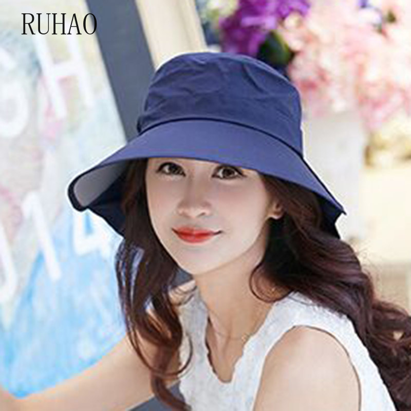 

RUHAO womens summer caps sun hats for women visors hat wide brim floppy hat Cap beach, Black