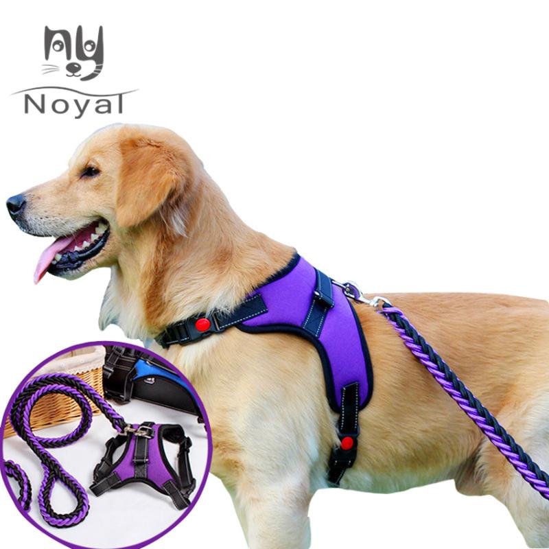 

Reflective Dog Harness Leash Set Pet dog Lead Adjustable Vest Harnesses for Small Meduim Large Dogs Training Walking Perfect