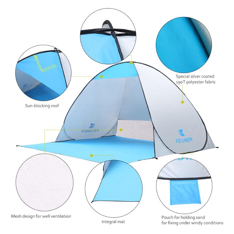 

Automatic Camping Tent Ship From RU Beach Tent 2 Persons Instant Up Open Anti UV Awning Tents Outdoor Sunshelter