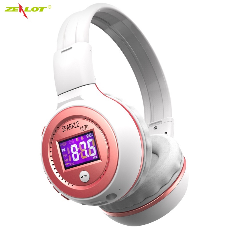 

ZEALOT B570 Powerful Bass Headphones Foldable HIFI Stereo Wireless LCD Display Screen Headset Support FM Radio Micro-SD Card