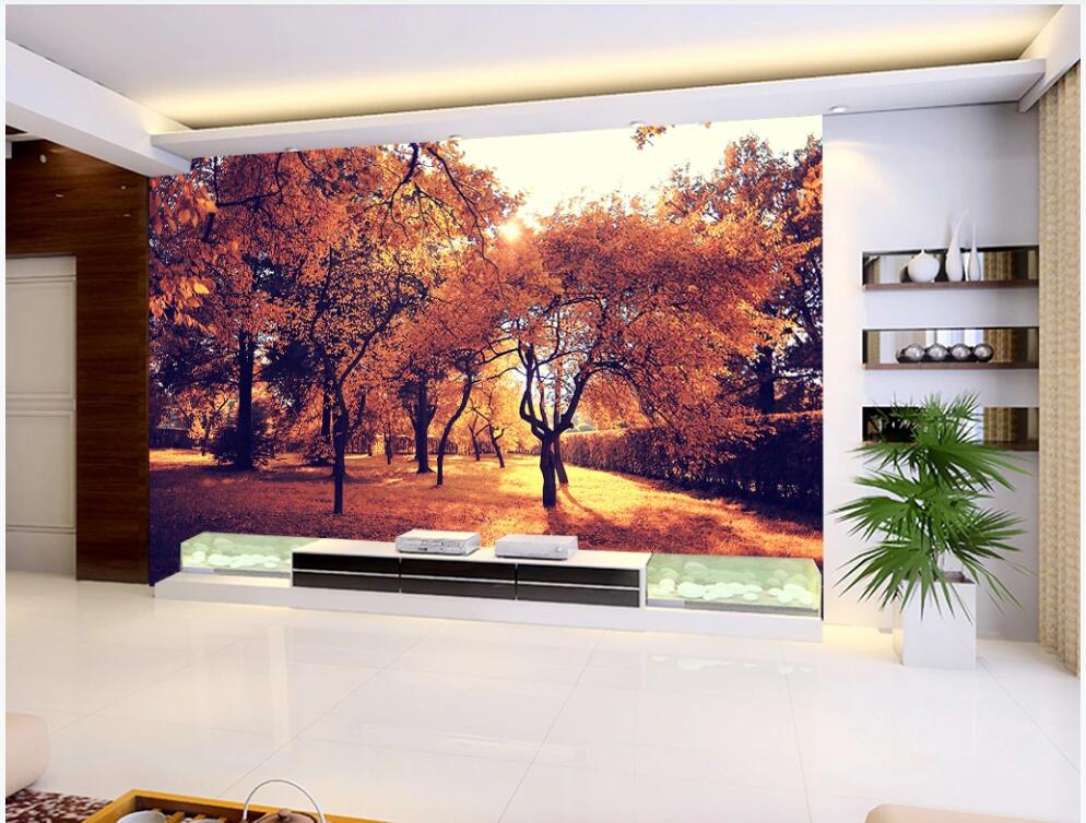 

wall paper 3 d custom photo mural Beautiful ginkgo leaves scenery under the sun home decor photo wallpaper in the living room, Non woven wallpaper