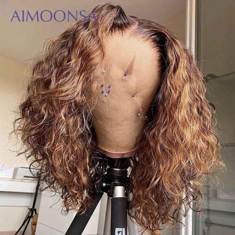 

Blonde Wig Curly Highlight Lace Front Human Hair Wigs Pre Plucked Short Curly Colored Lace Front Wigs Human Hair 13x4 Remy 150%, As pic
