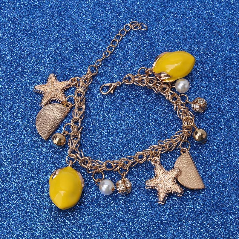 

Fashion Starfish Bracelet Pendant Lemon Fruit Style Bracelet Women Bracelets Women Korean Beach Bracelets Gift