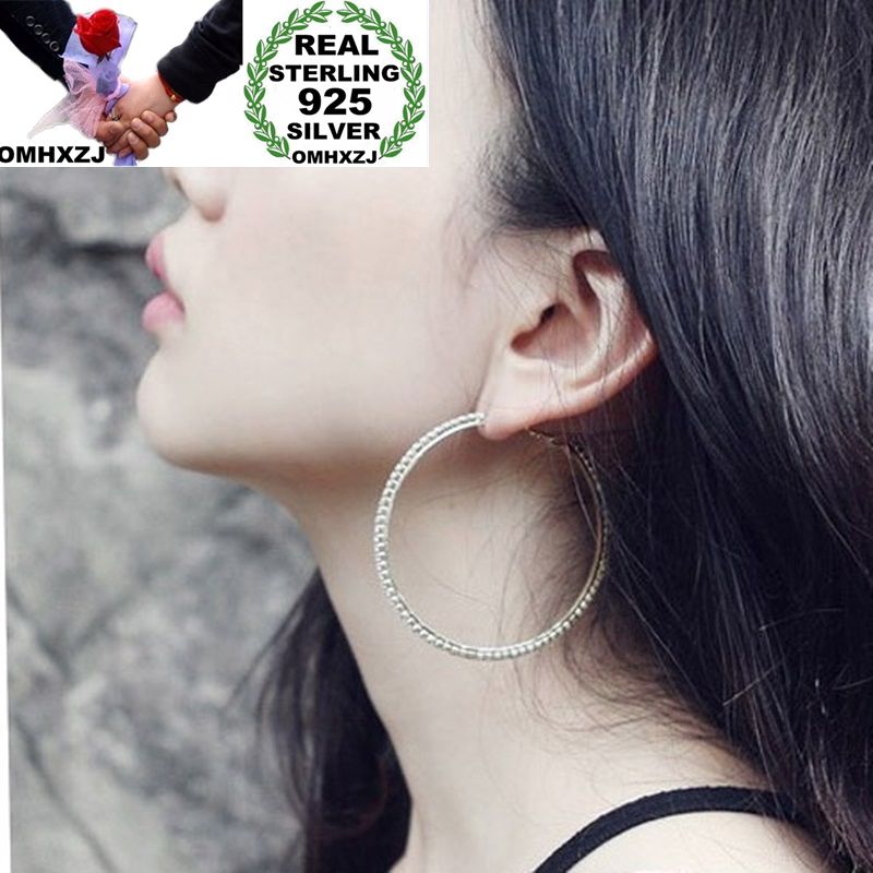 

Hoop & Huggie OMHXZJ Wholesale European Fashion Woman Girl Party Wedding Gift Full Slim Zircon 925 Sterling Silver Earrings EA434