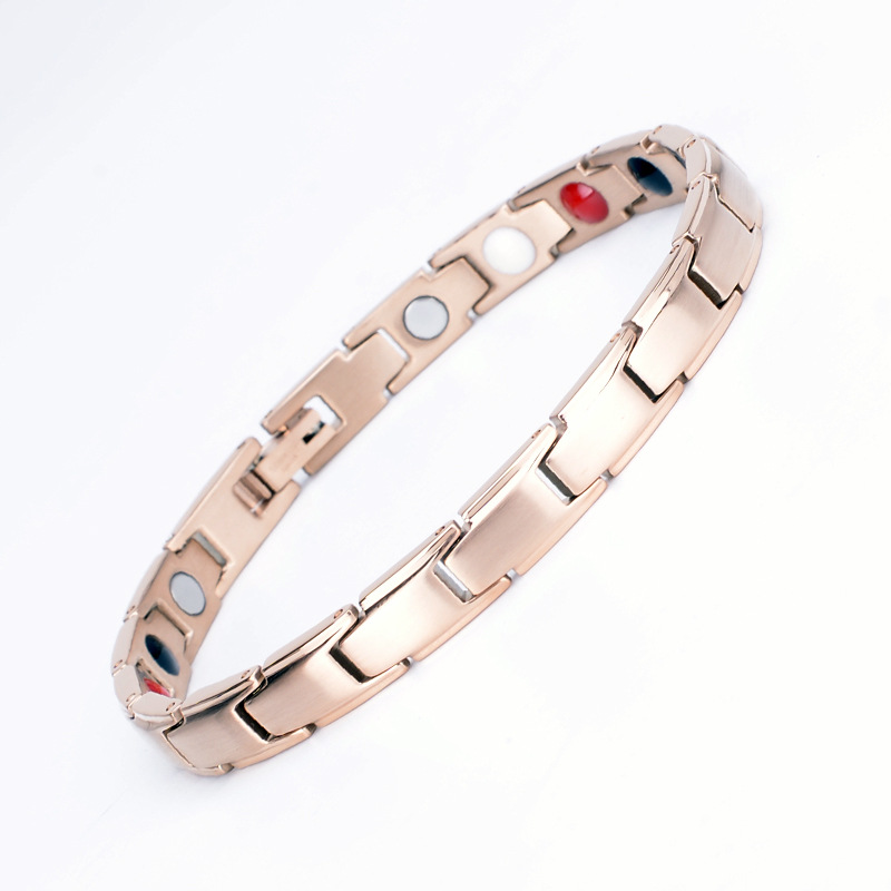 

Rose gold Magnetic Bracelet Men Stainless Steel Energy Germanium Magnet Health Bracelet Men Black Hand Chain Bracelets for Women