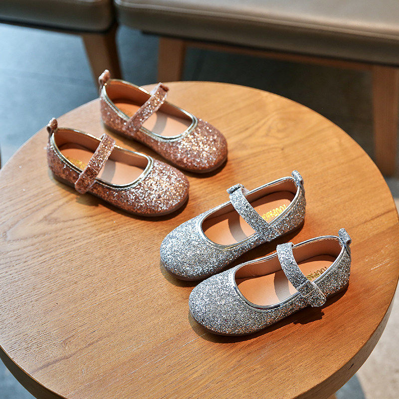 

Autumn Girl Princess Shoes Fashion Solid Color Sequins Baby Girl Shoes Flat Kids Sneakers Toddler size 21-30 SH073, Sh073sliver