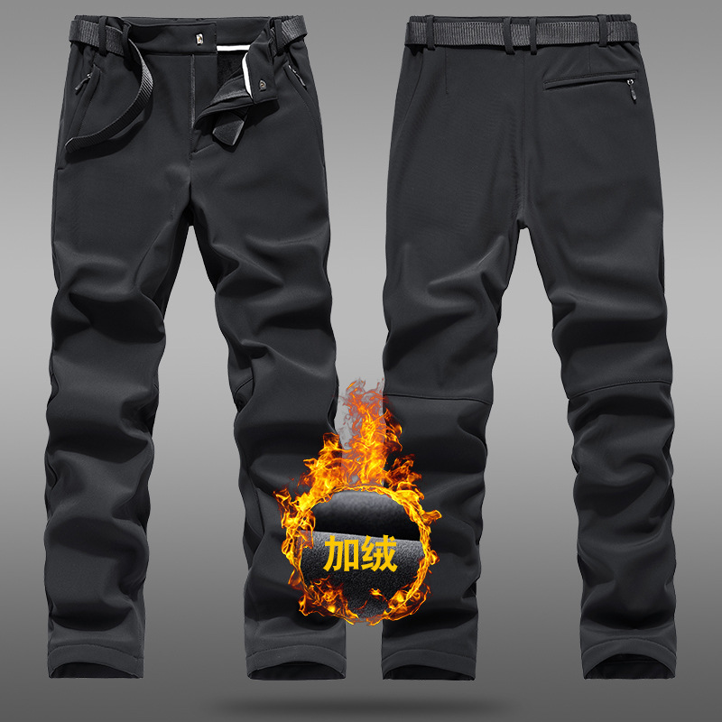 

Outdoor Trousers Men's Winter Brushed and Thick Warm Waterproof Windproof Soft Cover Fleece Mountain Climbing Ski Pants Women's, Blue