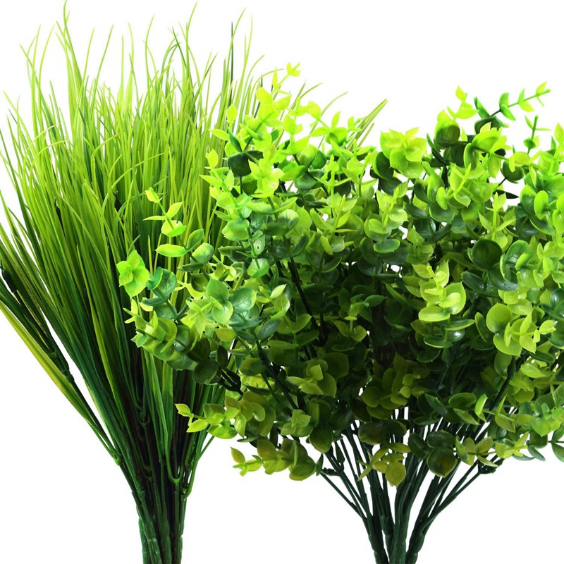 

16 Pieces of Artificial Fake Plant Plastic Plant Set for Indoor and Outdoor Home Garden Decoration, Green