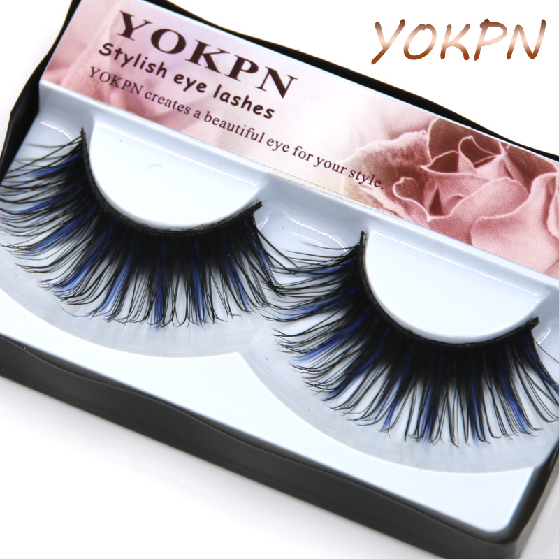 

YOKPN Hard Terrier False Eyelashes Makeup Long Thick False Eyelashes Black And Blue Stage makeup Cross