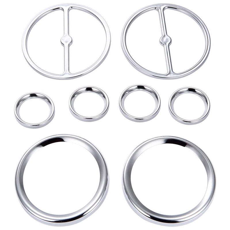 

8PCS Chrome Speeeter Gauges Bezels Horn Covers for Touring Electra Street Ultra Classic Road Glide Trike Models 86-13 car