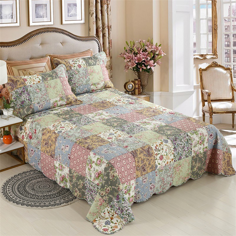 

CHAUSUB Bedspreads Quilt Set 3pcs Cotton Quilts Floral Patchwork Coverlet Quilted Bed Cover Pillowcase  Queen Size Blanket, Pink