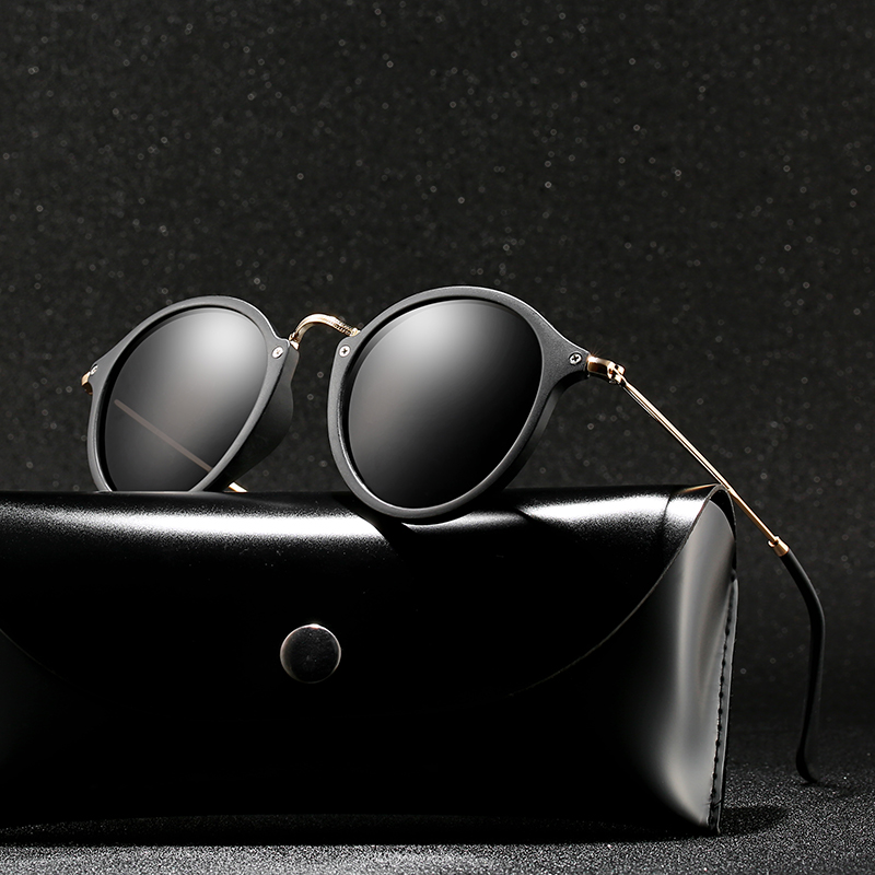 

With Case Polaroid Sunglasses Unisex Round Vintage Sun Glasses Sunglases Polarized Sunglasses Retro for Women Men