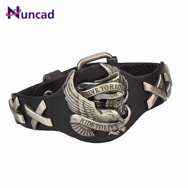 

2020 Punk Jewelry Creative Europe and America Leather Bracelet Rivet Fashion Men's Eagle Bracelet