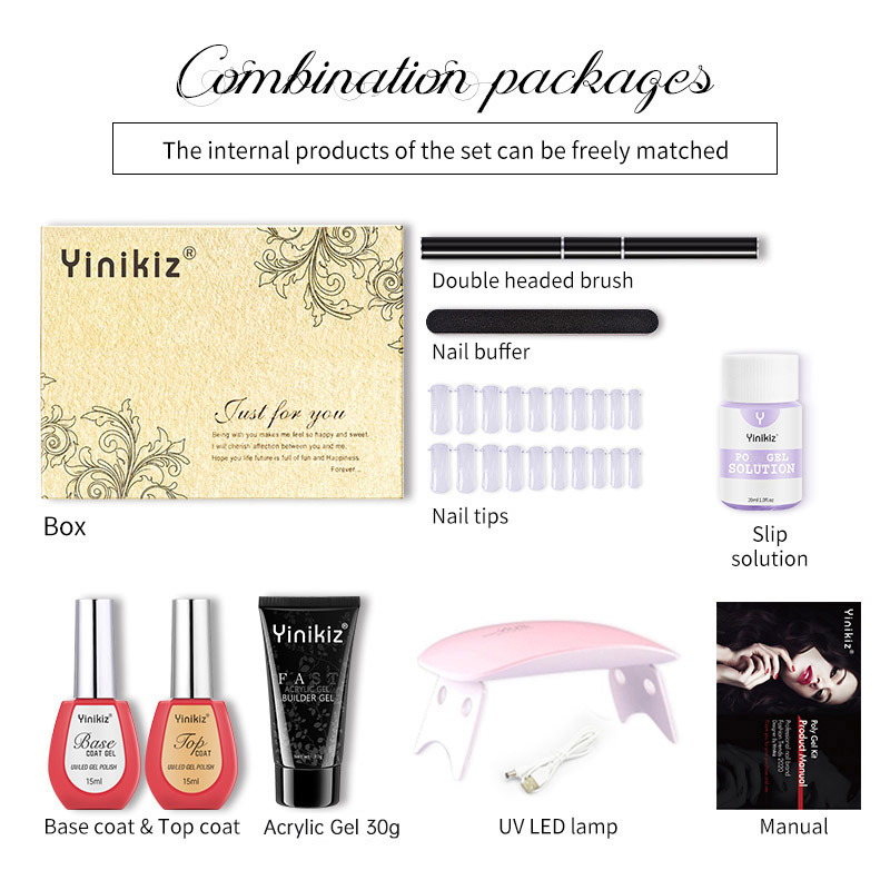 

Poly Nail Extension Gel Kit Nail Uv Builder Gel Trial Kit Professional Technician All-In-One for Present Box