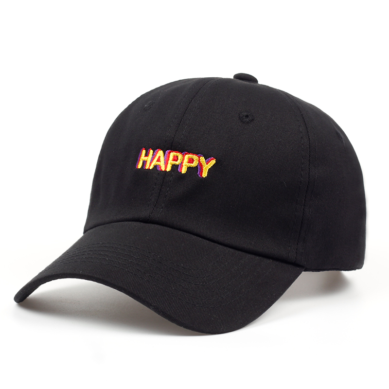 

2020 new SLOUCH HAPPY TEXT LOGO dad hat ADJUSTABLE CURVED BILL DAD HAT BASEBALL CAP STRAPBACK NWT, White