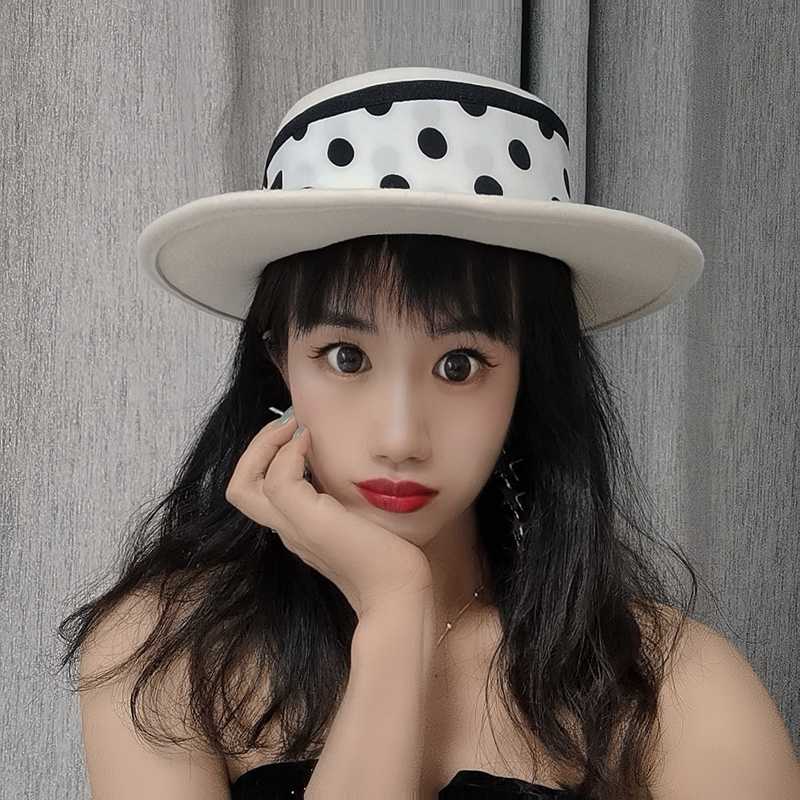 

Fedora for woman new winter wool rite white hats celebrities ins tide restoring ancient British leisure Hepburn wind