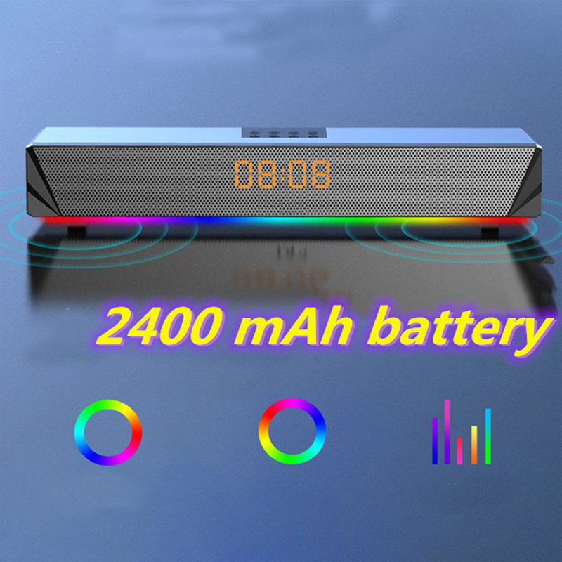 

Wireless bluetooth speaker home card subwoofer portable sound bar RGB lighting audio clock speaker HIFI stereo game audio USB TF