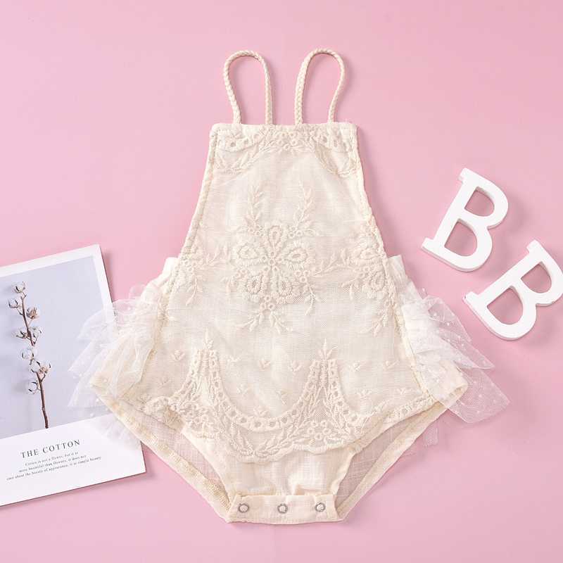 

Flofallzique Newborn Baby Girl Romper Sleeveless Sweet And Cute Casual Kids Clothes For Christmas Birthday Party, Cream
