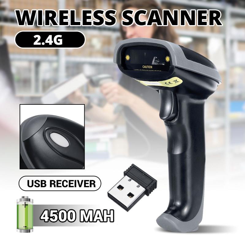 

DC5V Wireless Wired Barcode Scanner Handheld Scanning 2 in 1 2.4G Bar Code Reader 80-150Meters Wireless Transfer Distance